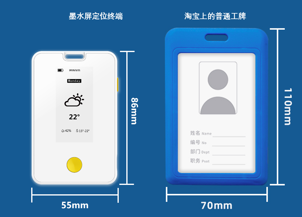 UWB室内定位硬件设备：墨水屏定位终端 可接受讯息,追踪轨迹,天气显示