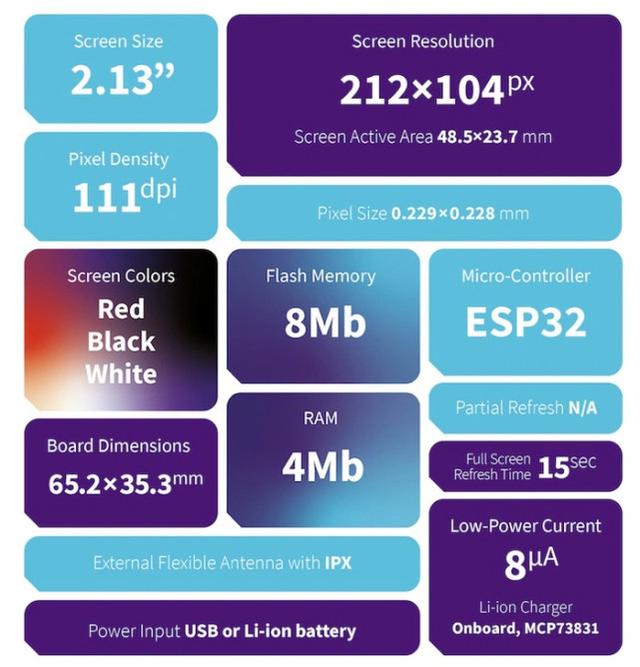 Inkplate 2 Arduino 兼容迷你电子纸显示器